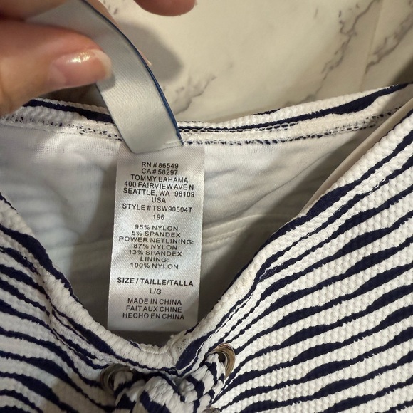 NEW Tommy Bahama Women's Island Cays Stripe Tankini Top Swimwear Size L - Picture 5 of 11